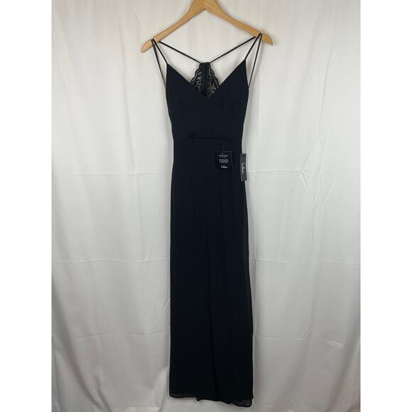 Lulu's Story of a Starry Night Dress Cutout Lace Black Maxi Dress